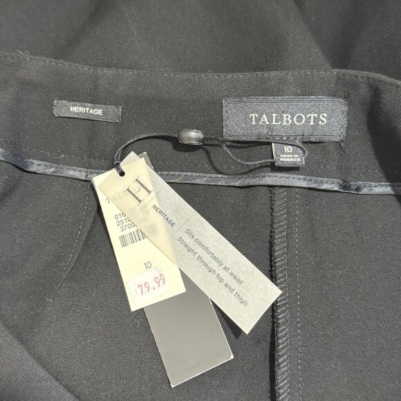NWT Talbots Pants Trousers 10 Black Heritage Fit Straight Pleated Mid Rise - Picture 4 of 6
